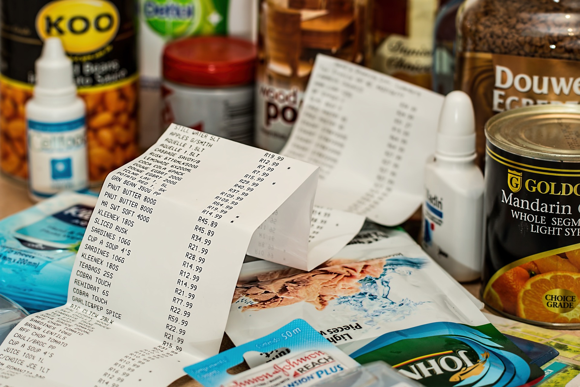 groceries and register receipt