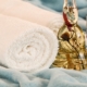 Golden Buddah and spa towel